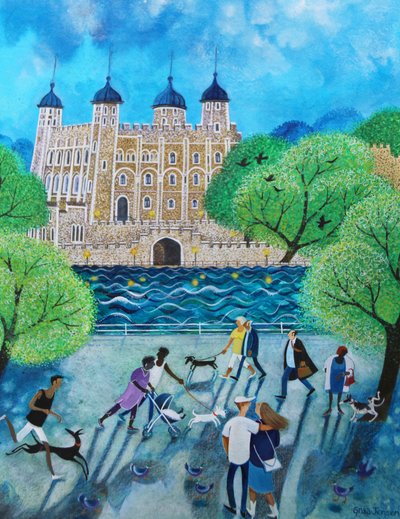 Tower of London 2018 (akryl på papir) af Lisa Graa Jensen